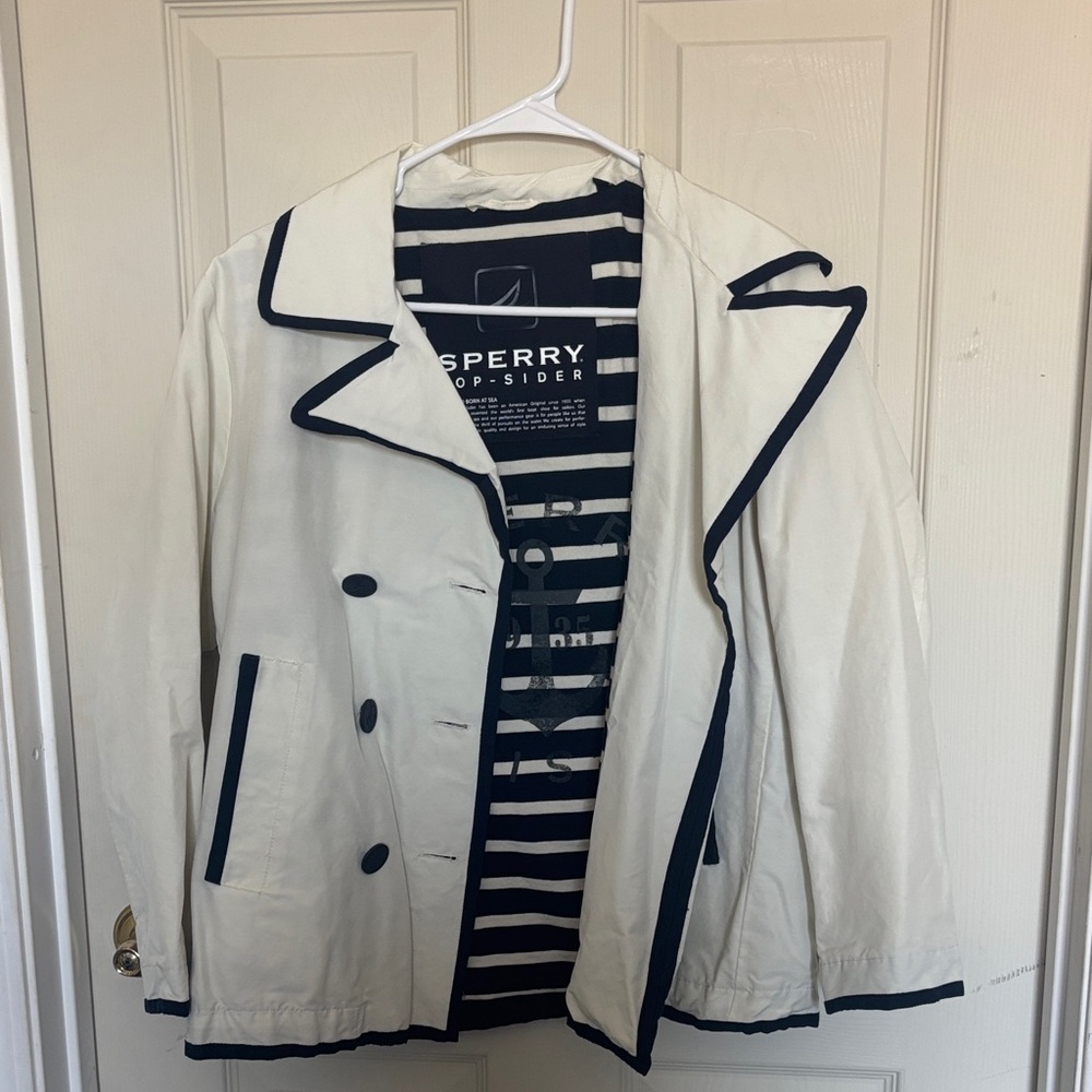 Sperry Cream and Navy Double-Breasted Jacket